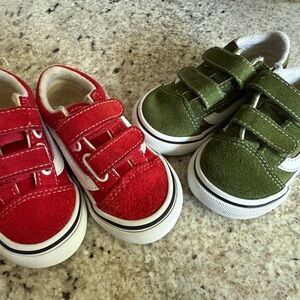 Vans toddler Red and Green Velcro Sneakers 5.5
